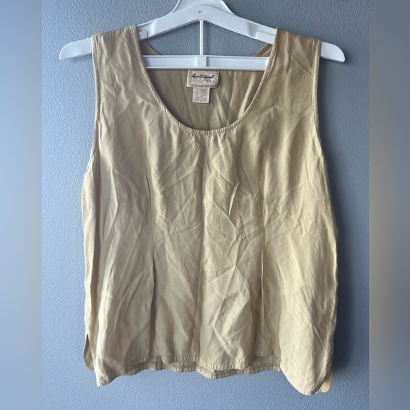 April Cornell tan long sleeve button up shirt and tank top set Women’s M - Picture 3 of 10